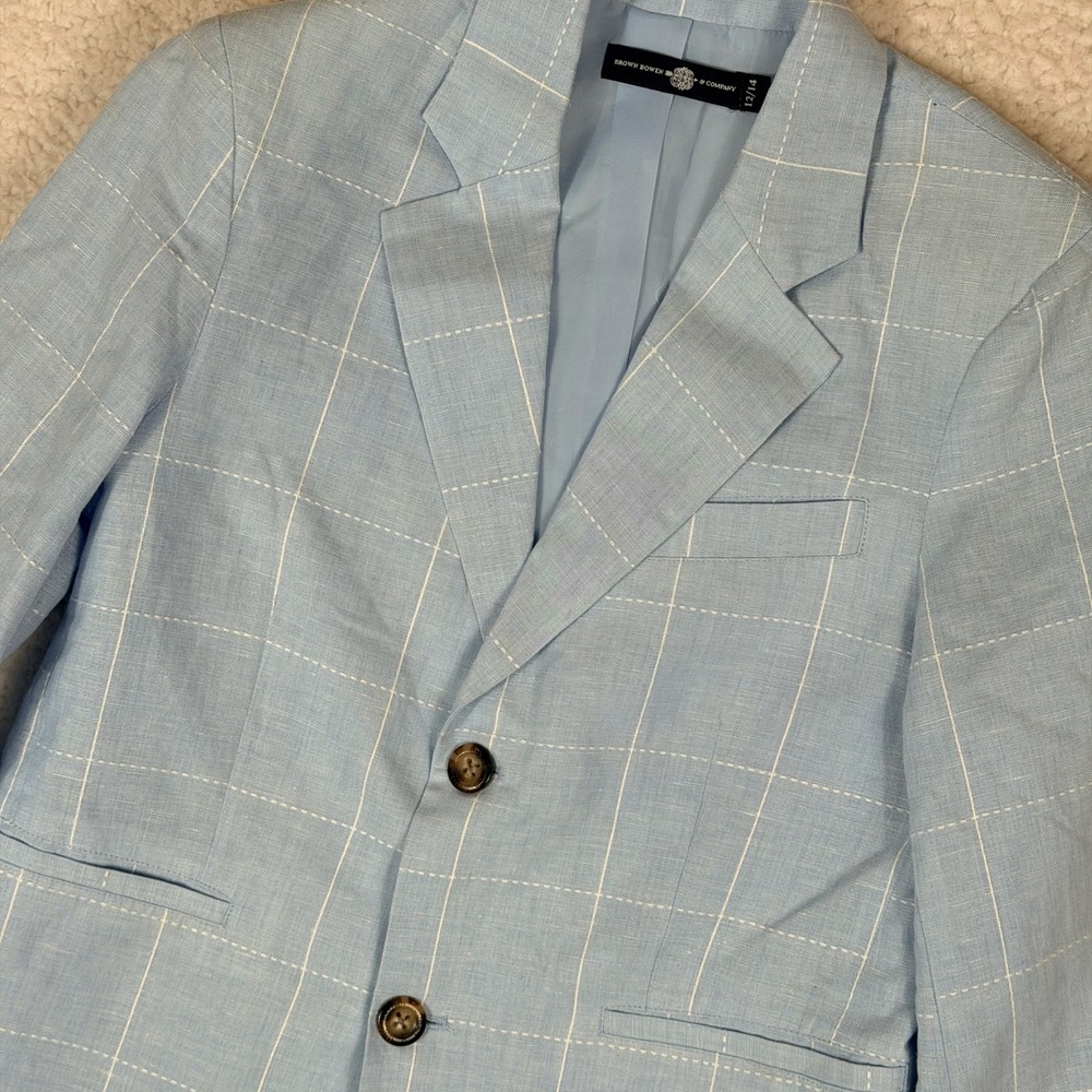 Brown Bowen & Company Youth 12-14 Linen Cotton Gentlemans Jacket Blue Blazer